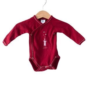 Petit Bateau Long Sleeve Gifts Cadeaux Bear Mouse Bodysuit - Red - 3M